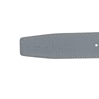 Hermes Box Togo 32mm Belt Strap 85 Bleu Lin Chocolate 8 of 9