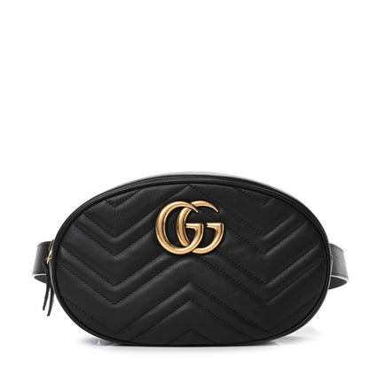 Gucci Calfskin Matelasse GG Marmont Belt Bag 85 34 Black 1 of 4