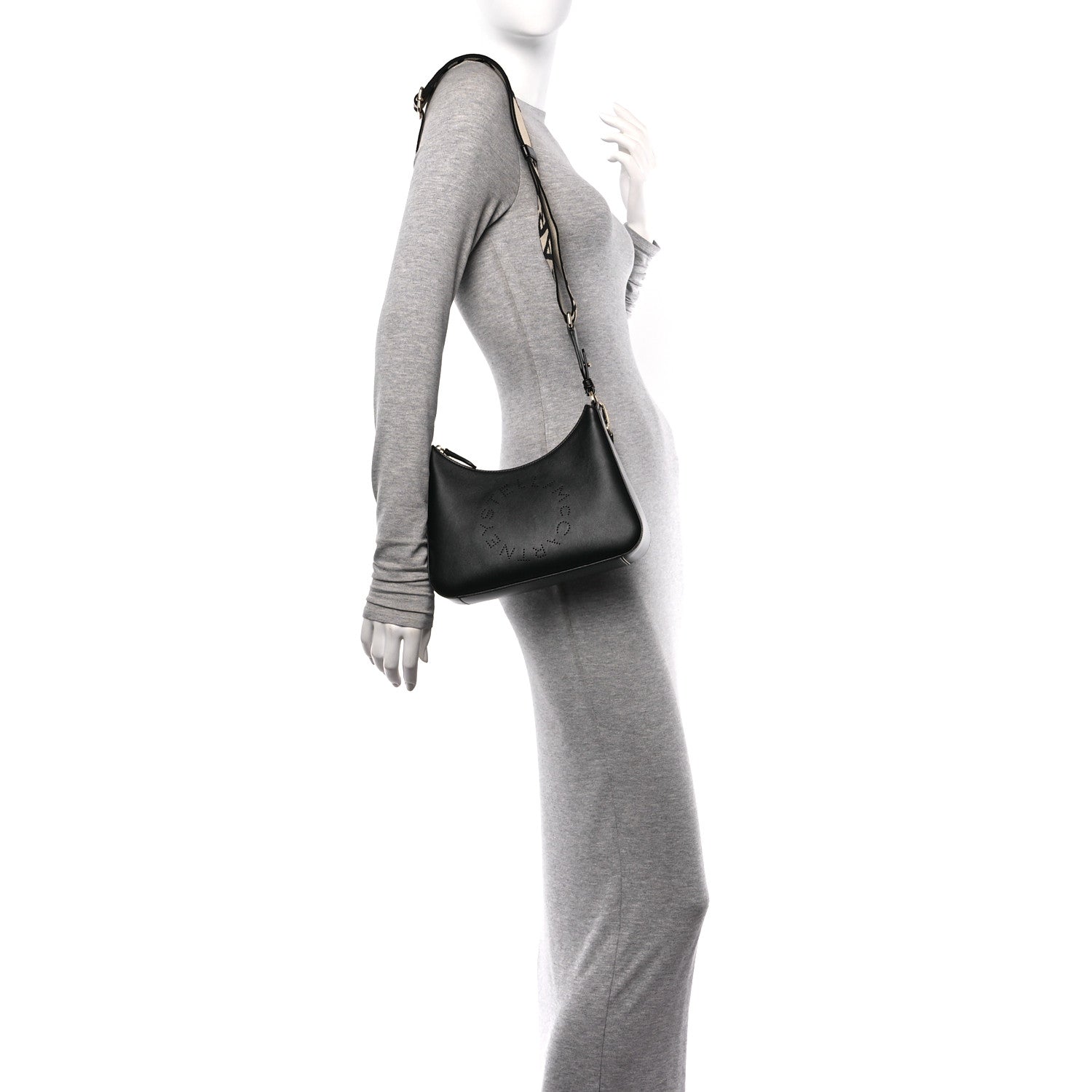 Stella McCartney Eco Alter Nappa Perforated Logo Small Shoulder Bag Black 2 of 10