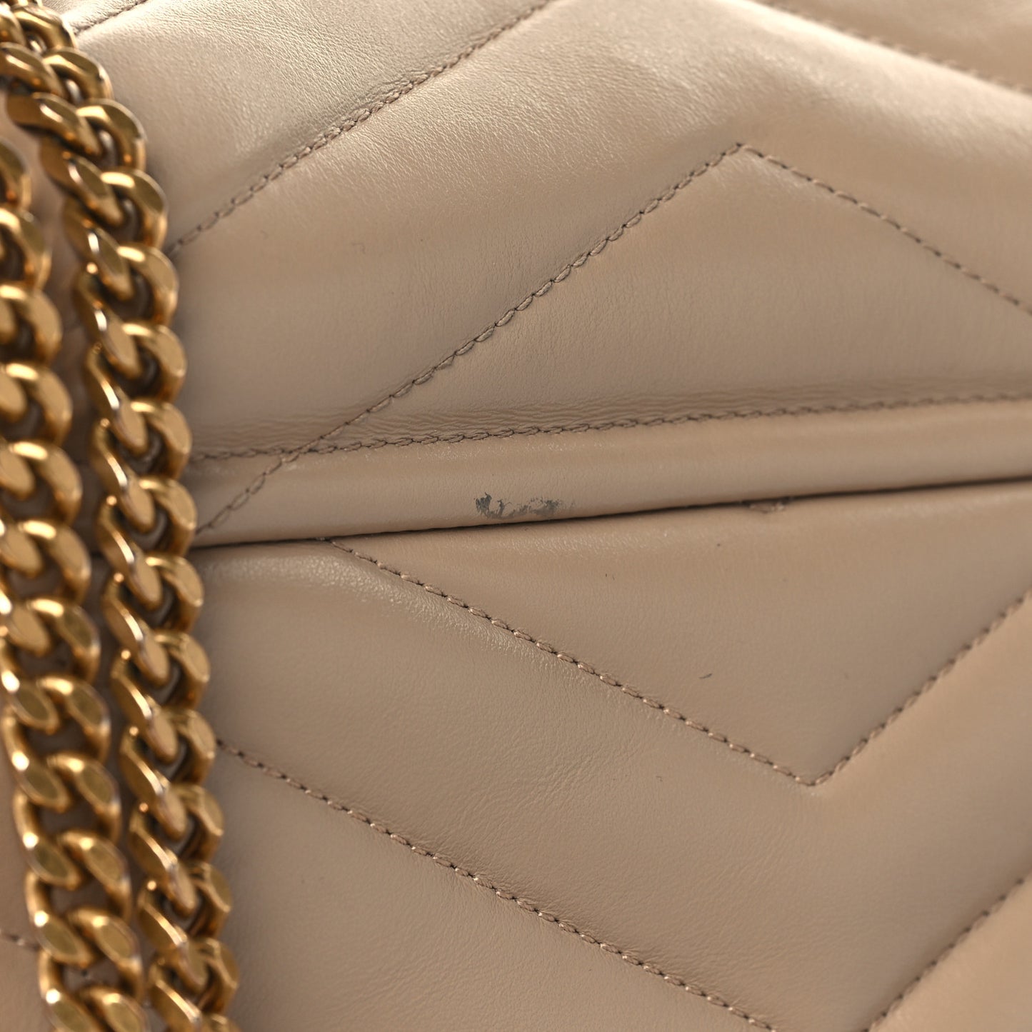 Calfskin Y Quilted Monogram Medium Loulou Chain Satchel Dark Beige