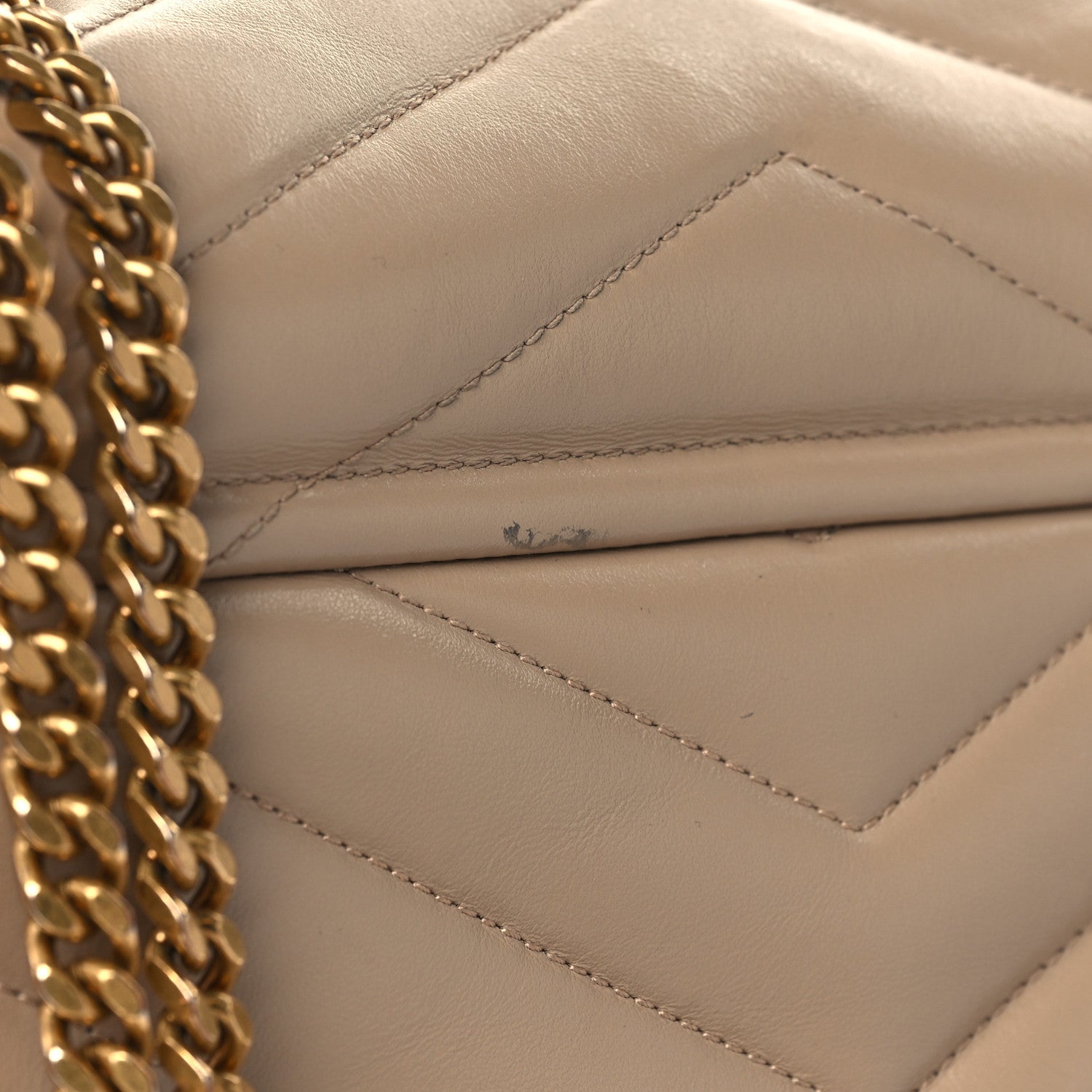 Saint Laurent Calfskin Y Quilted Monogram Medium Loulou Chain Satchel Dark Beige 10 of 10