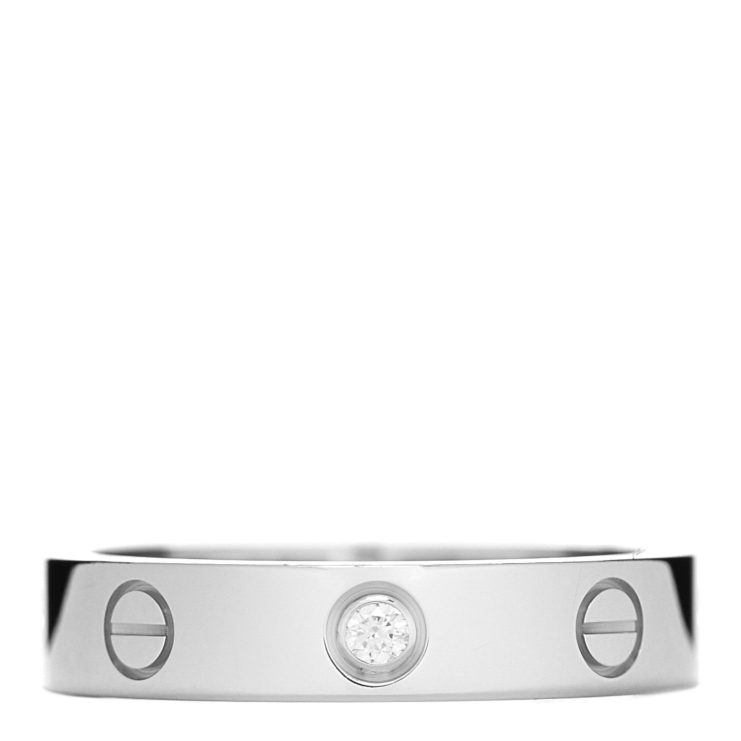 Cartier 18K White Gold Diamond 4mm LOVE Wedding Band Ring 52 6 1 of 5