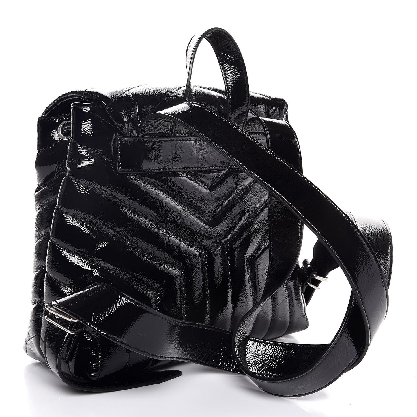Patent Y Quilted Monogram Small Loulou Backpack Black