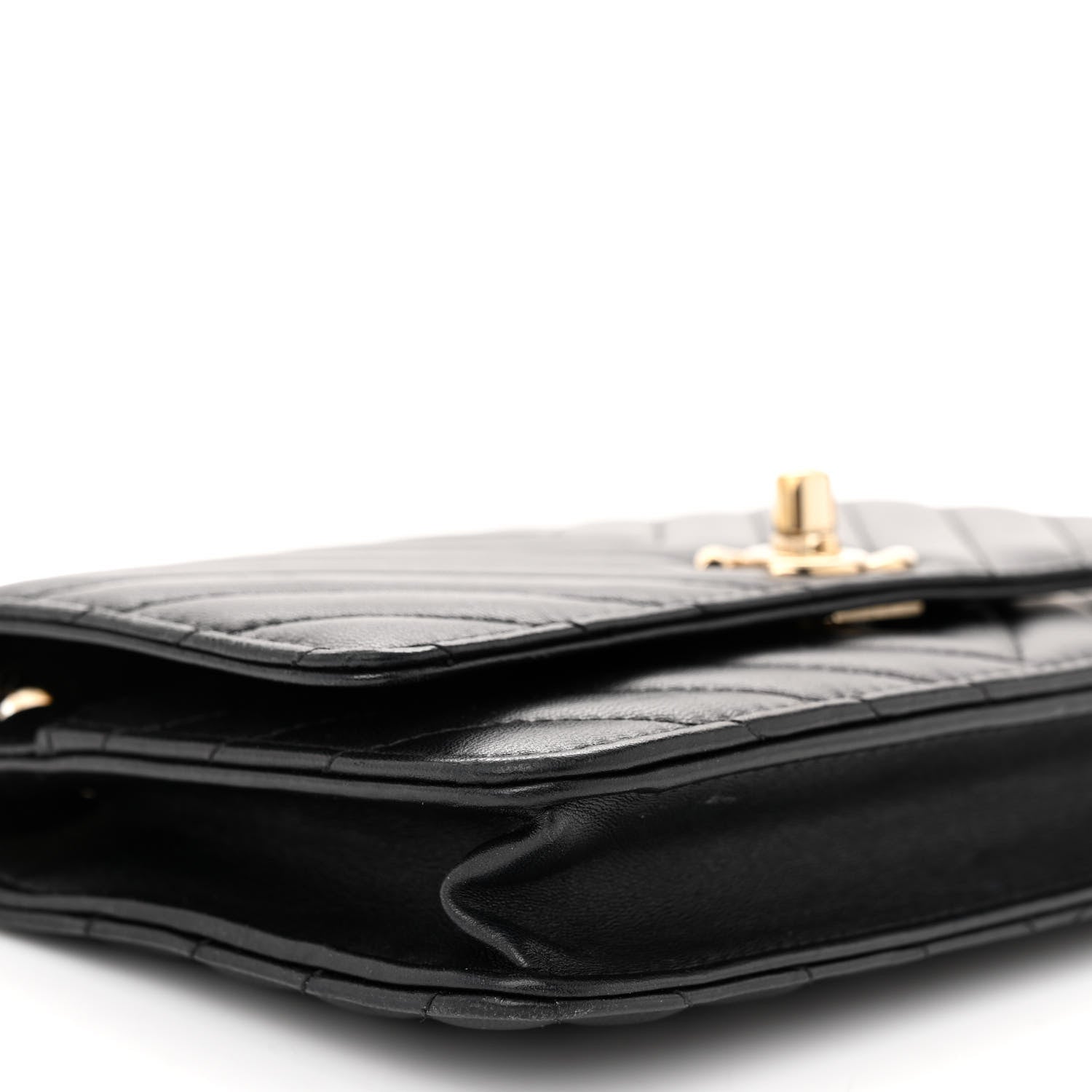 Chanel Lambskin Chevron Quilted Trendy CC Wallet On Chain WOC Black 9 of 10