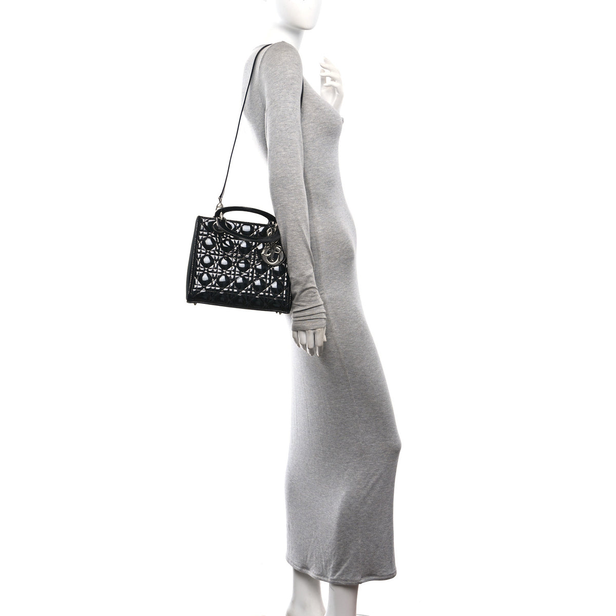 Patent Cannage Medium Lady Dior Black