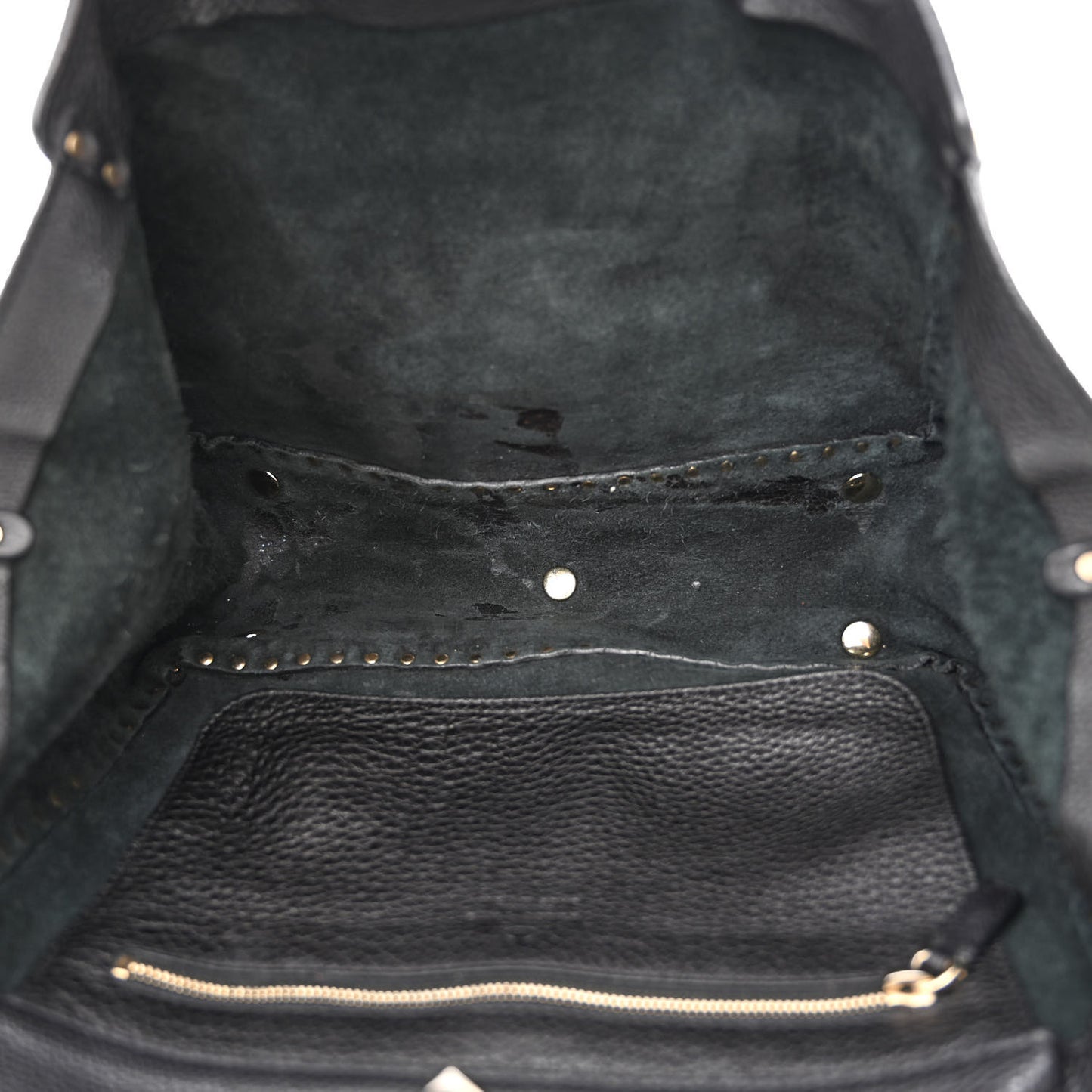Pebbled Calfskin Medium Rockstud Tote Black