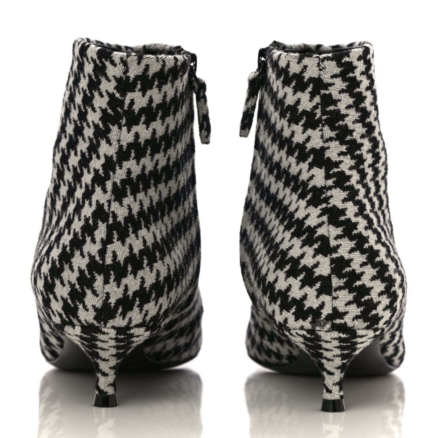 Balenciaga Wool Houndstooth BB Pointy Toe Ankle Booties 39 Black Ivory 5 of 12