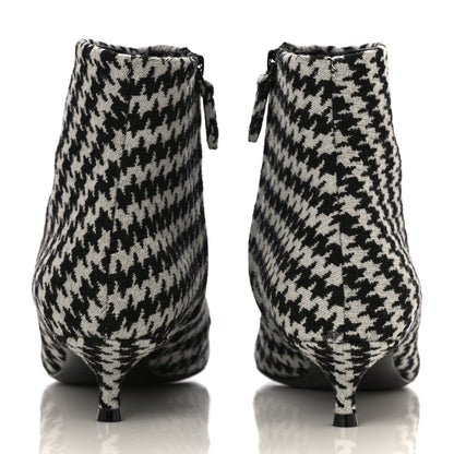Balenciaga Wool Houndstooth BB Pointy Toe Ankle Booties 39 Black Ivory 5 of 12