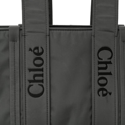 Chloe Recycled Nylon Medium Woody Ribbon Tote Elephant Grey 7 of 10