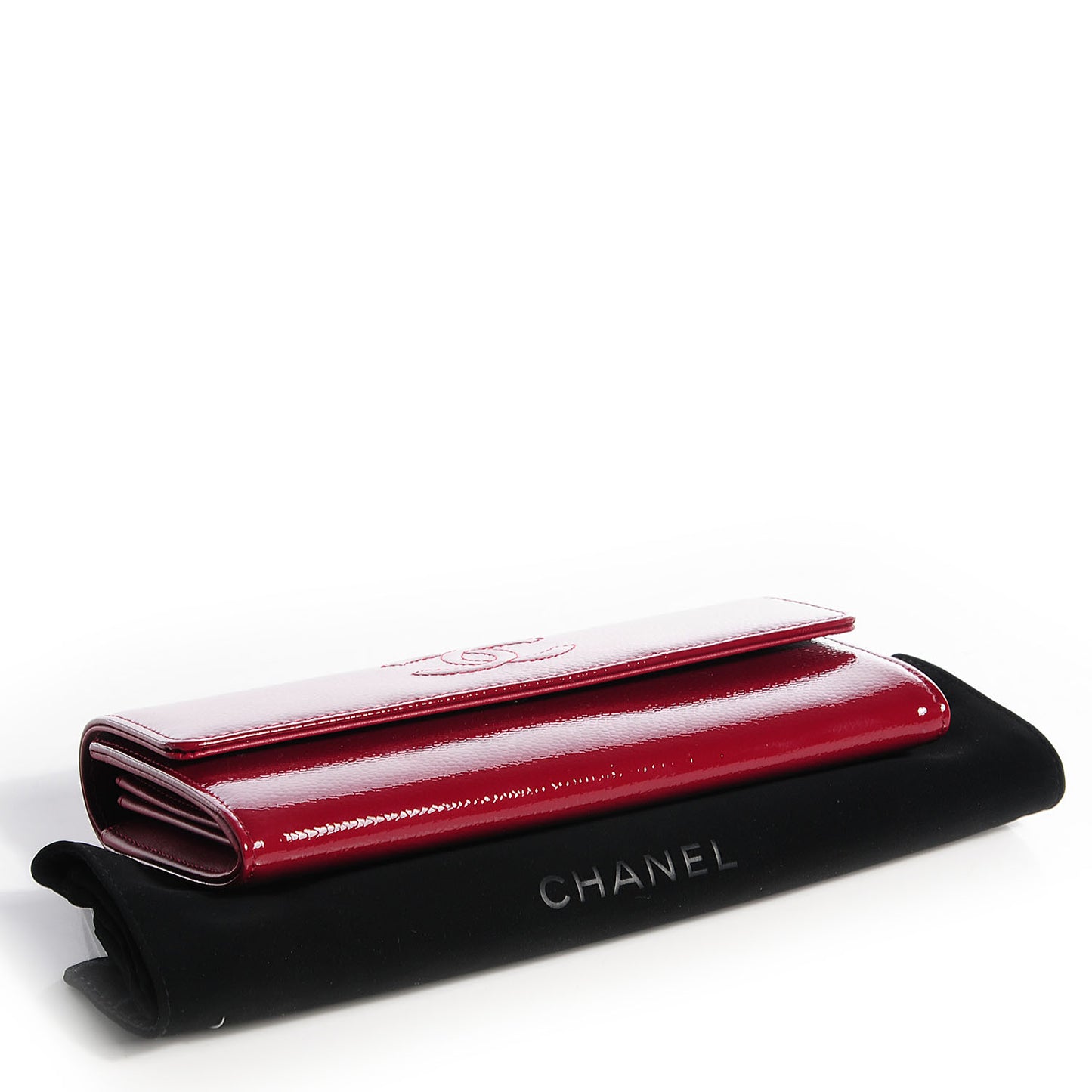 Patent Caviar Timeless CC Large Gusset Flap Wallet Burgundy