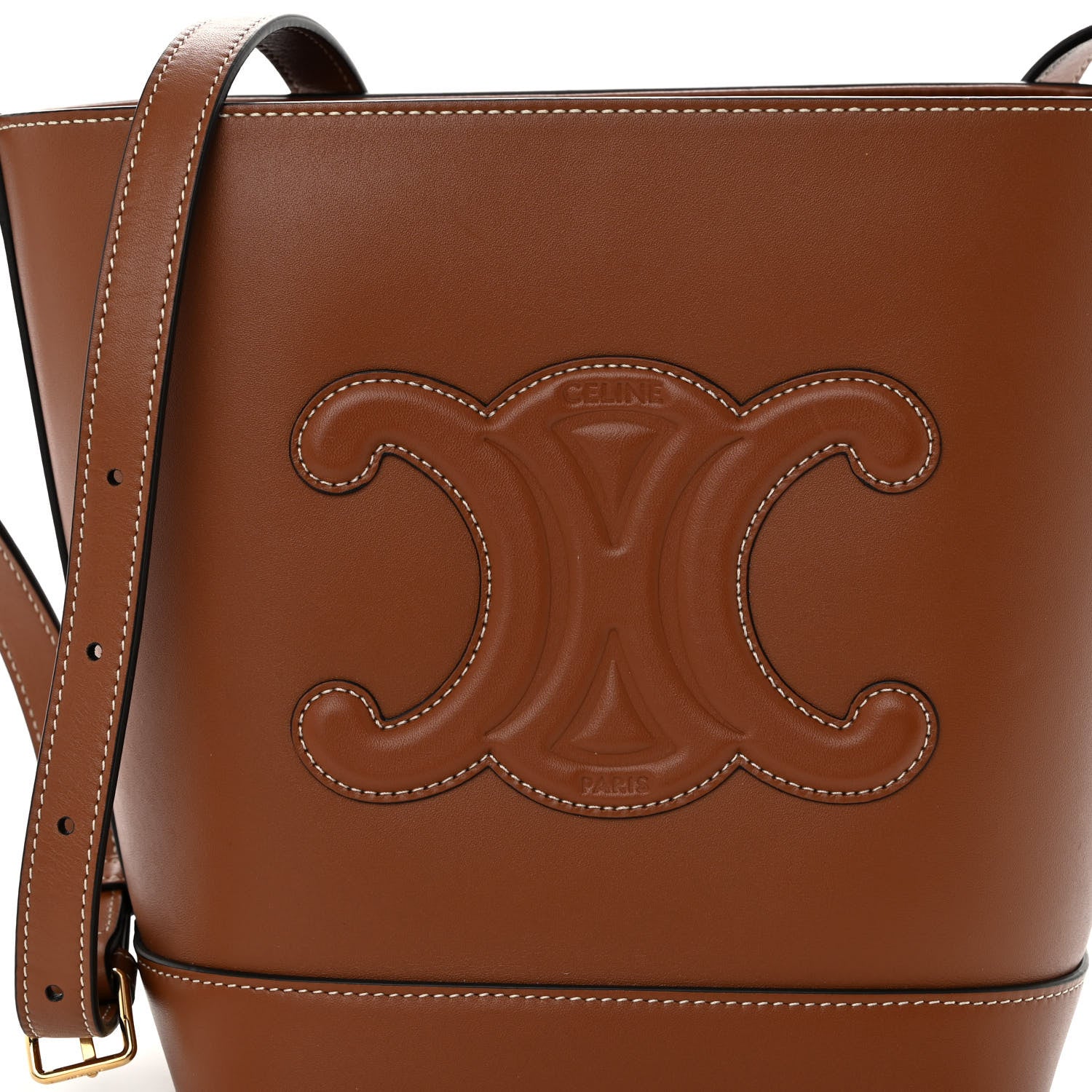 Celine Smooth Calfskin Small Cuir Triomphe Bucket Bag Tan 8 of 10