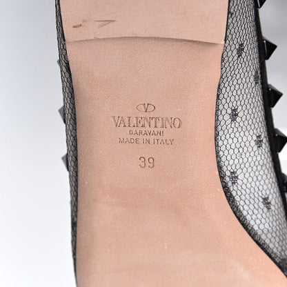 Valentino Garavani Mesh Point d'Esprit Rockstud Ballerina Flats 39 Black 8 of 9