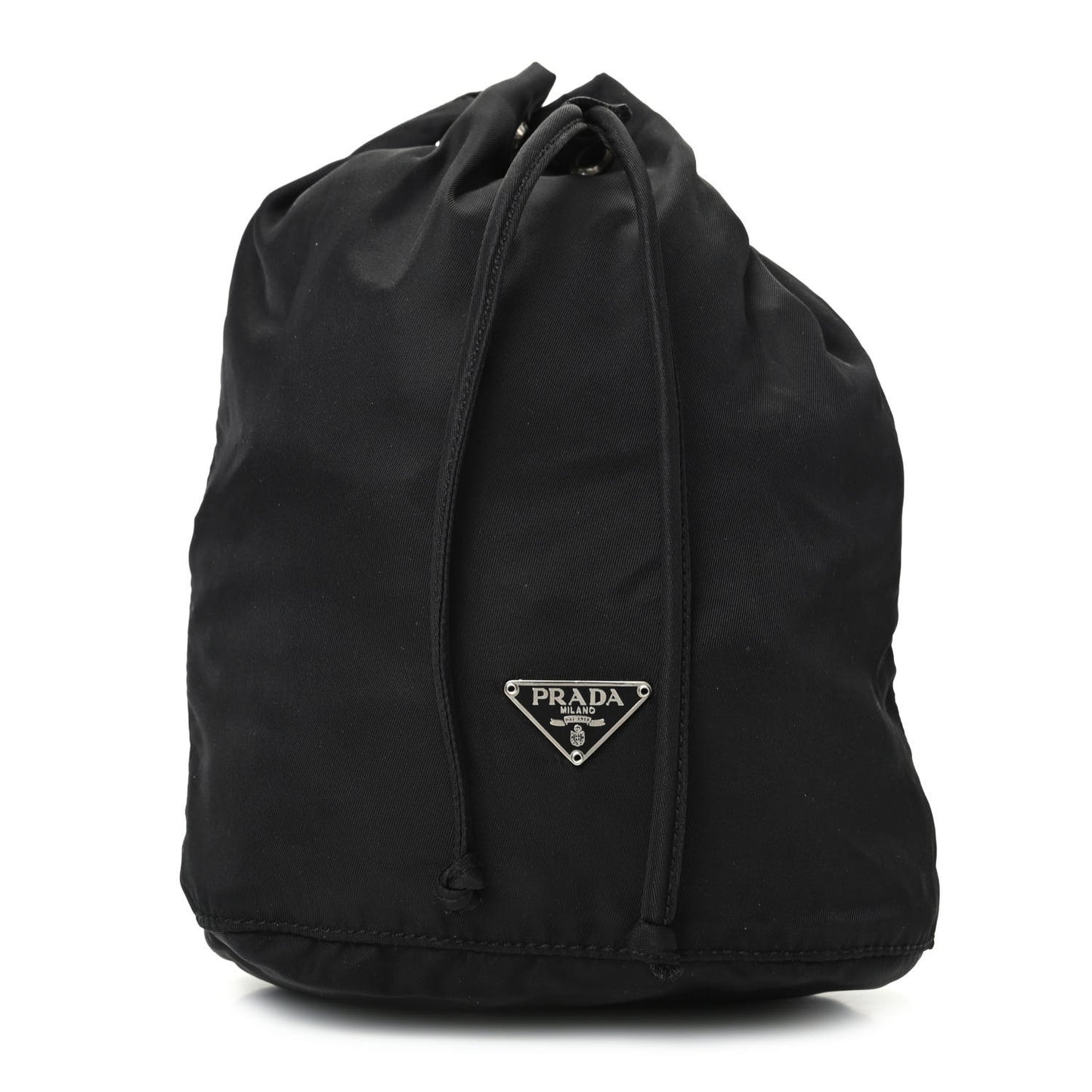 Saffiano Tessuto Nylon Vela Bucket Wristlet Black