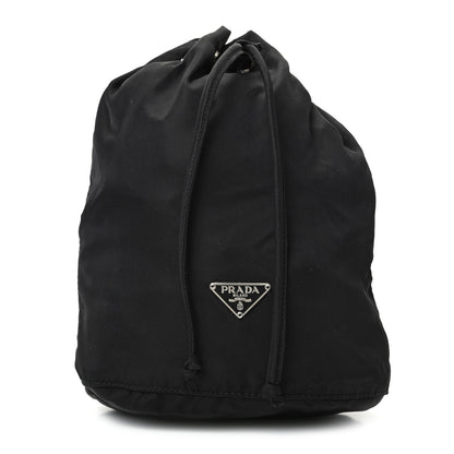 Prada Saffiano Tessuto Nylon Vela Bucket Wristlet Black 1 of 8