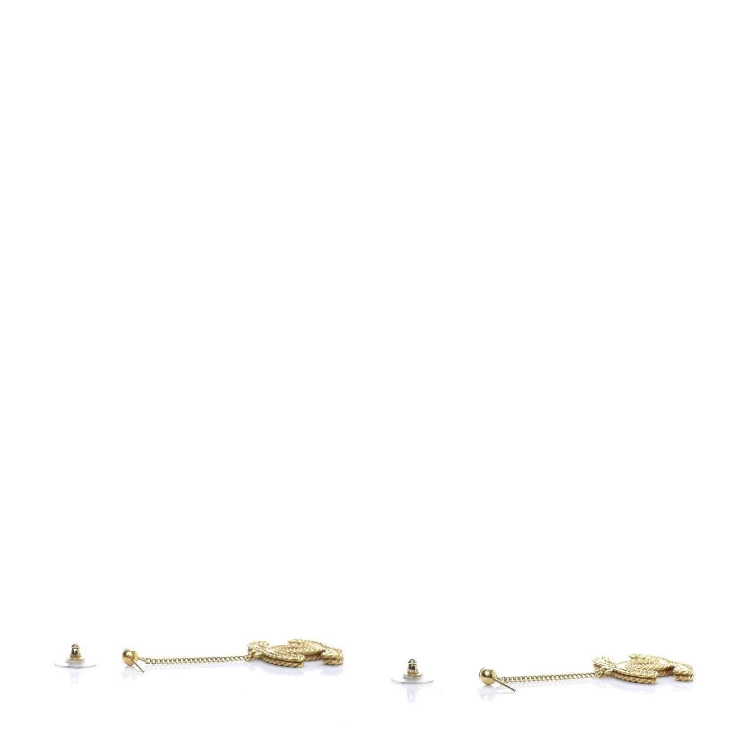 Chanel CC Drop Earrings Matte Gold 4 of 5