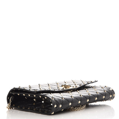 Valentino Garavani Lambskin Rockstud Spike Wallet on Chain Black 3 of 7