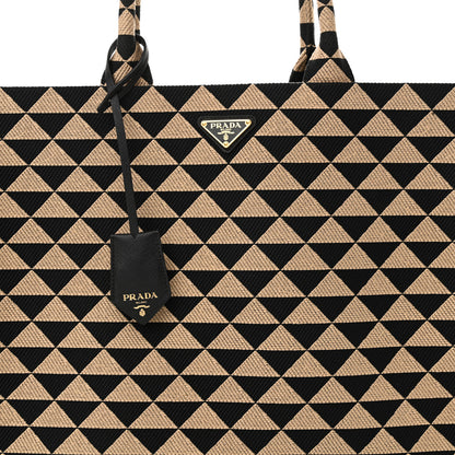 Prada Jacquard Saffiano Triangolo Symbole Embroidered Large Tote Black Corda 7 of 9