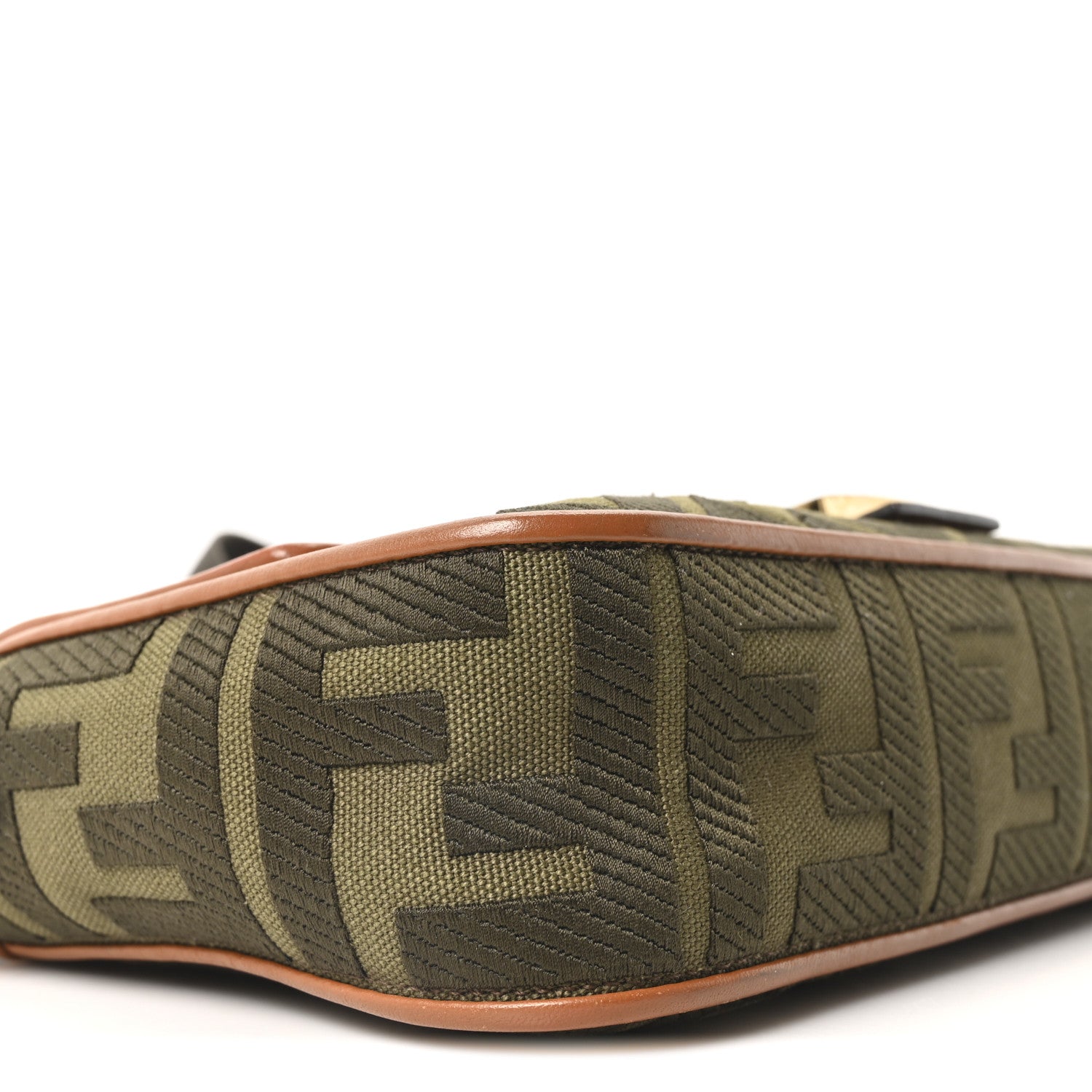 Fendi Canvas Vitello King FF Embroidered Baguette Amazzonia Cuoio 9 of 10