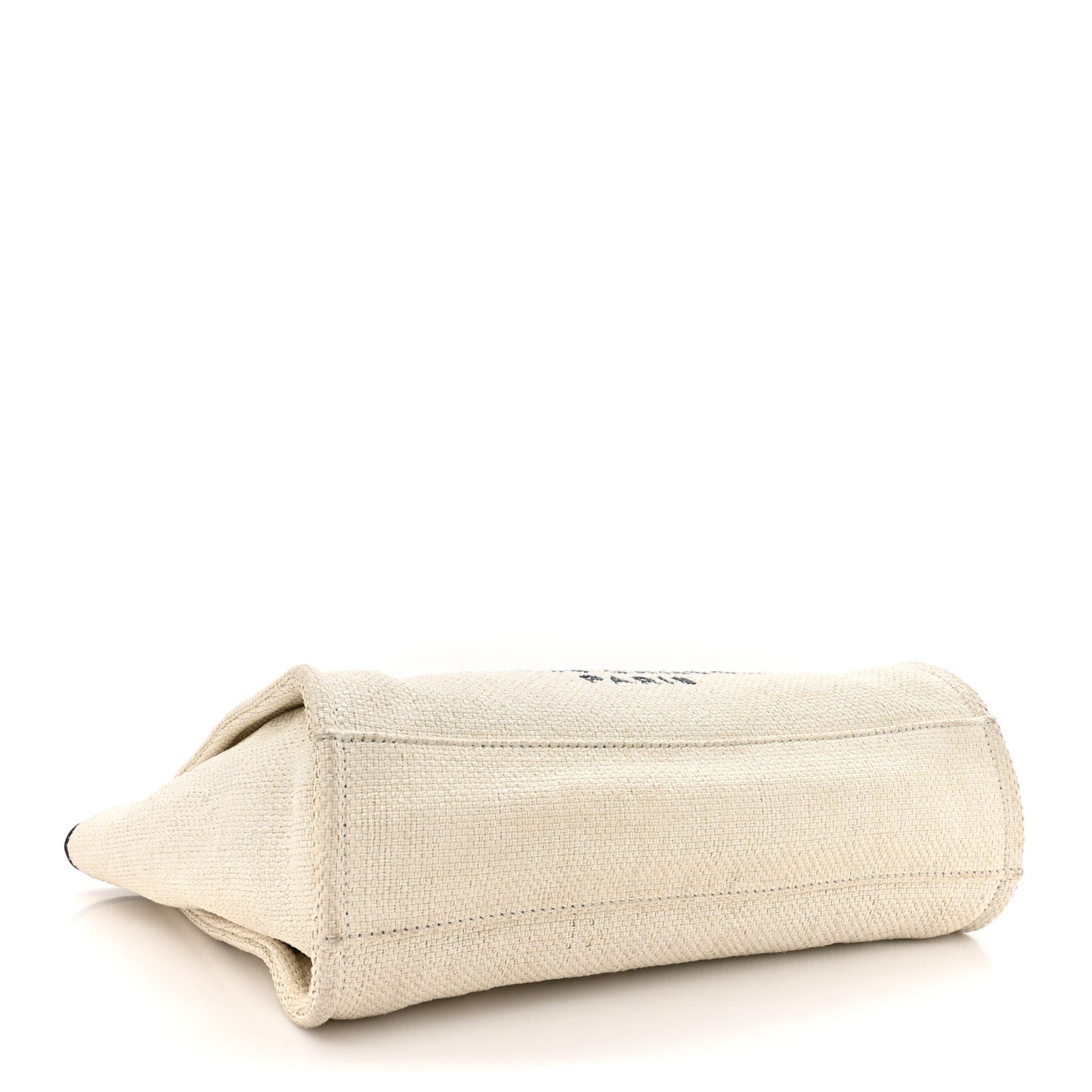 Woven Straw Raffia Small Deauville Tote White Navy