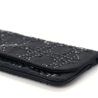Christian Dior Satin Crystal Cannage Flap Clutch Black 8 of 8