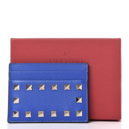 Valentino Garavani Pebbled Calfskin Rockstud Card Holder Acid Blue 9 of 9