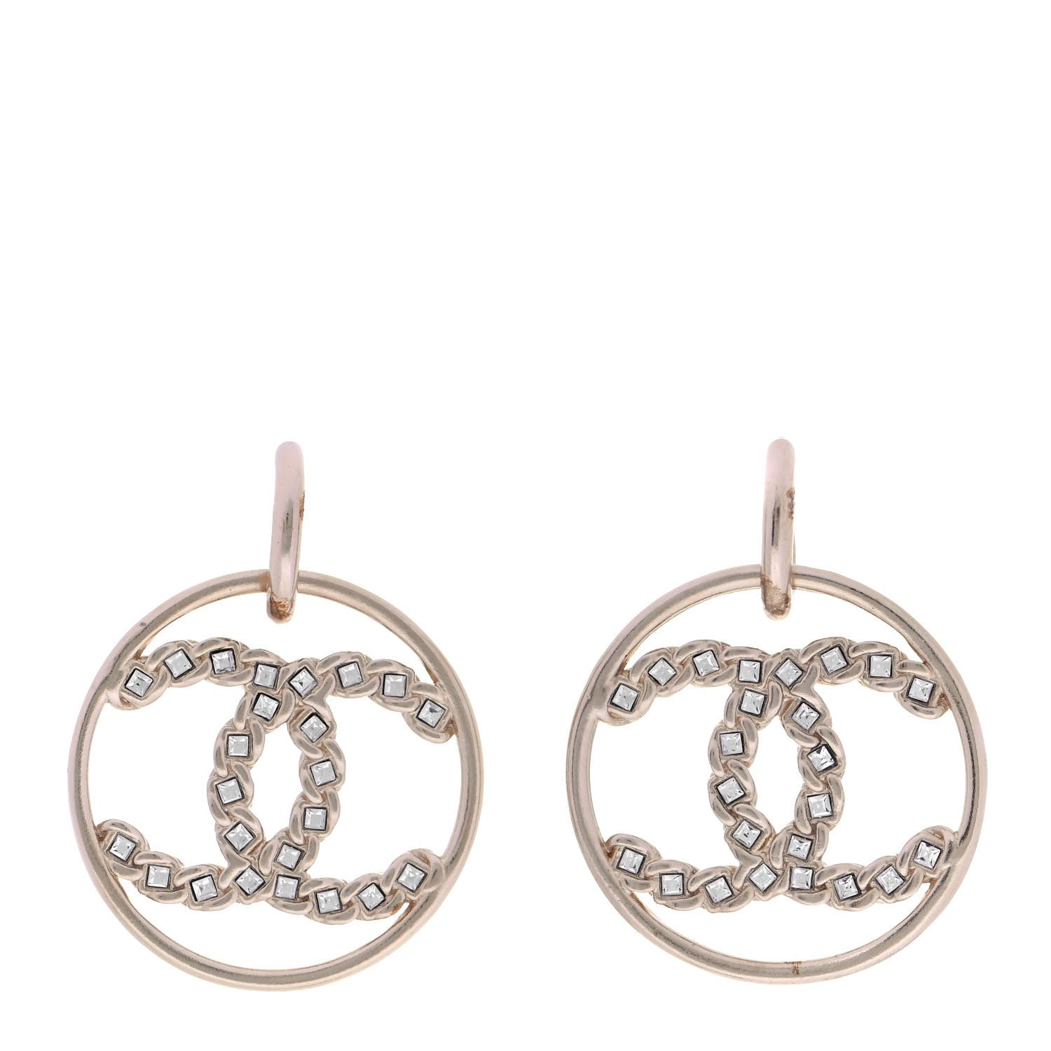 Chanel Baguette Crystal High Society CC Drop Earrings Gold 1 of 4