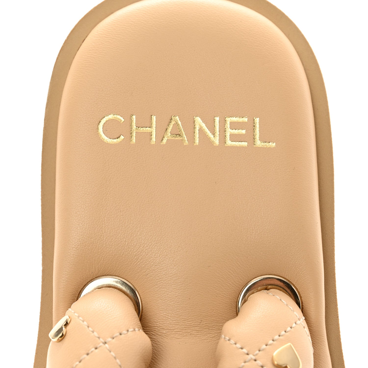 Chanel Lambskin Quilted Padded Charms Thong Sandals 41 Beige 7 of 7