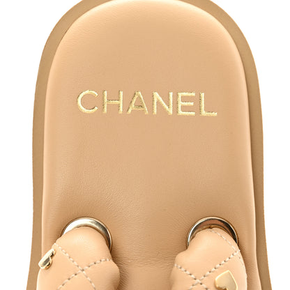 Chanel Lambskin Quilted Padded Charms Thong Sandals 41 Beige 7 of 7