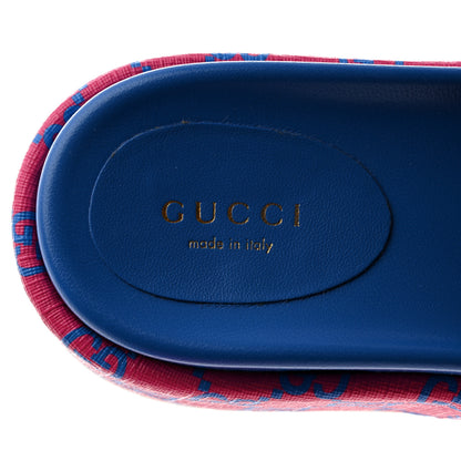 Gucci GG Supreme Joy Monogram Angelina Platform Slide Sandals 35.5 Fuxia Blue 6 of 9