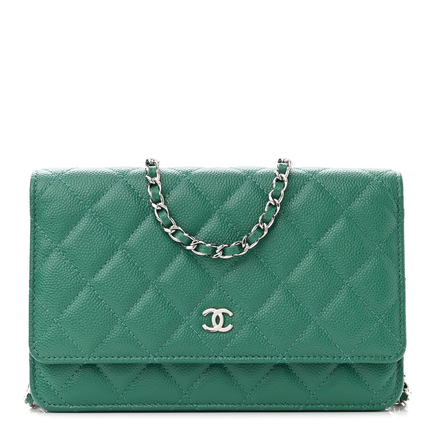 Chanel Caviar Quilted Wallet On Chain WOC Green 1 of 12