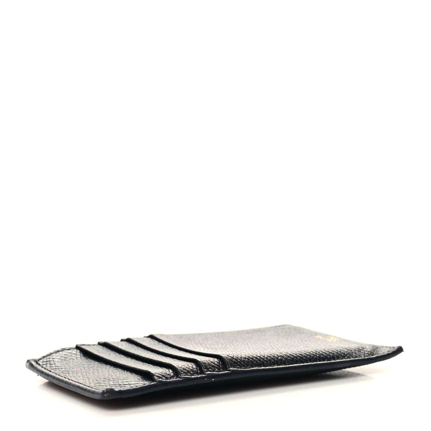Grained Calfskin Zipped Card Holder Black