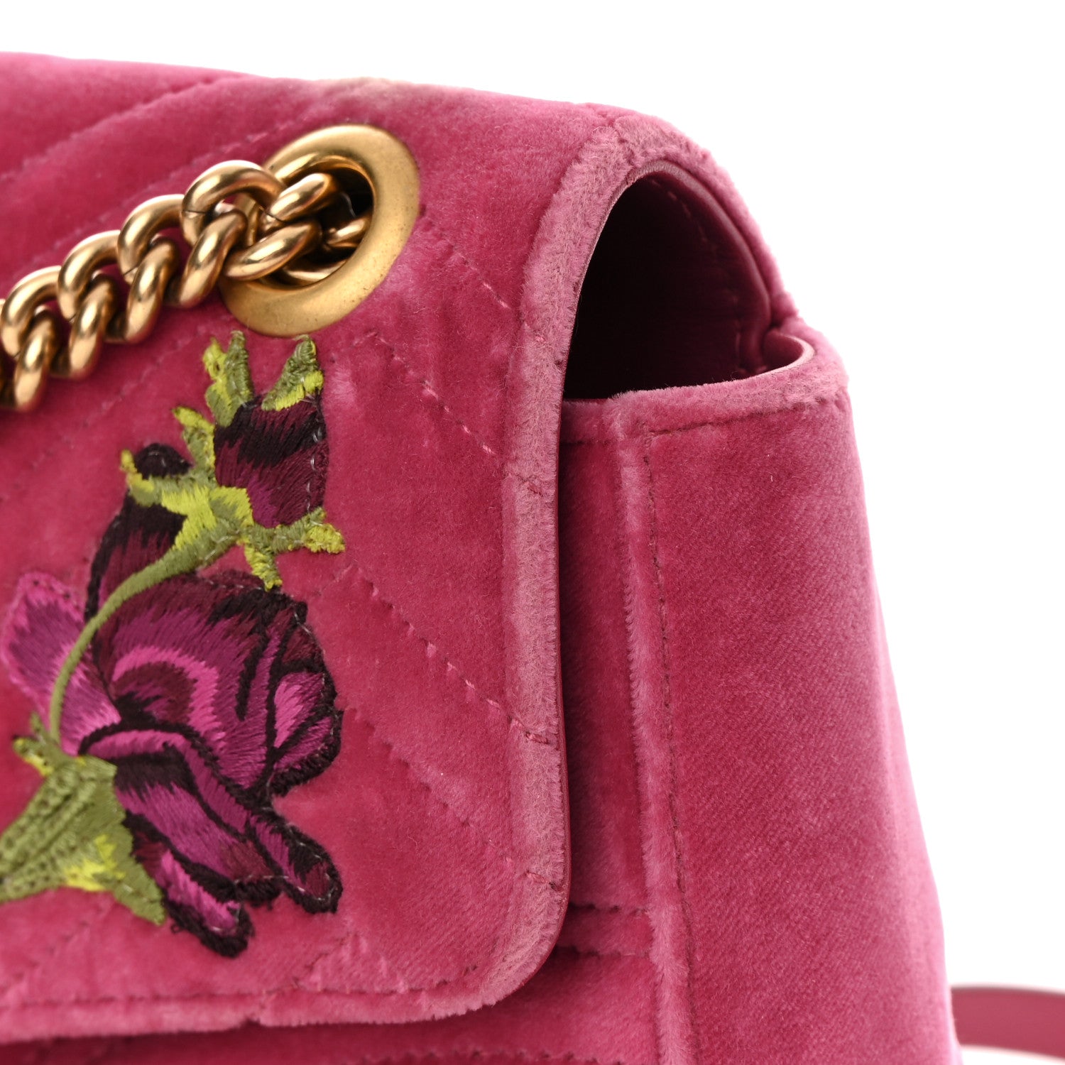 Gucci Velvet Matelasse Blind for Love Embroidered Medium GG Marmont Shoulder Bag Light Raspberry Rose Multicolor 11 of 17
