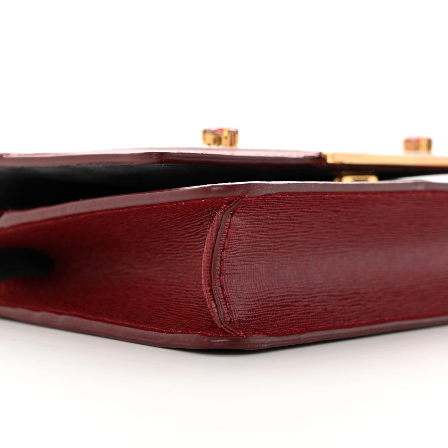 Fendi Vitello Elite Crystal Fendi Loves Monster Eyes Tube Wallet on Chain Rosso Scuro Multicolor 10 of 16
