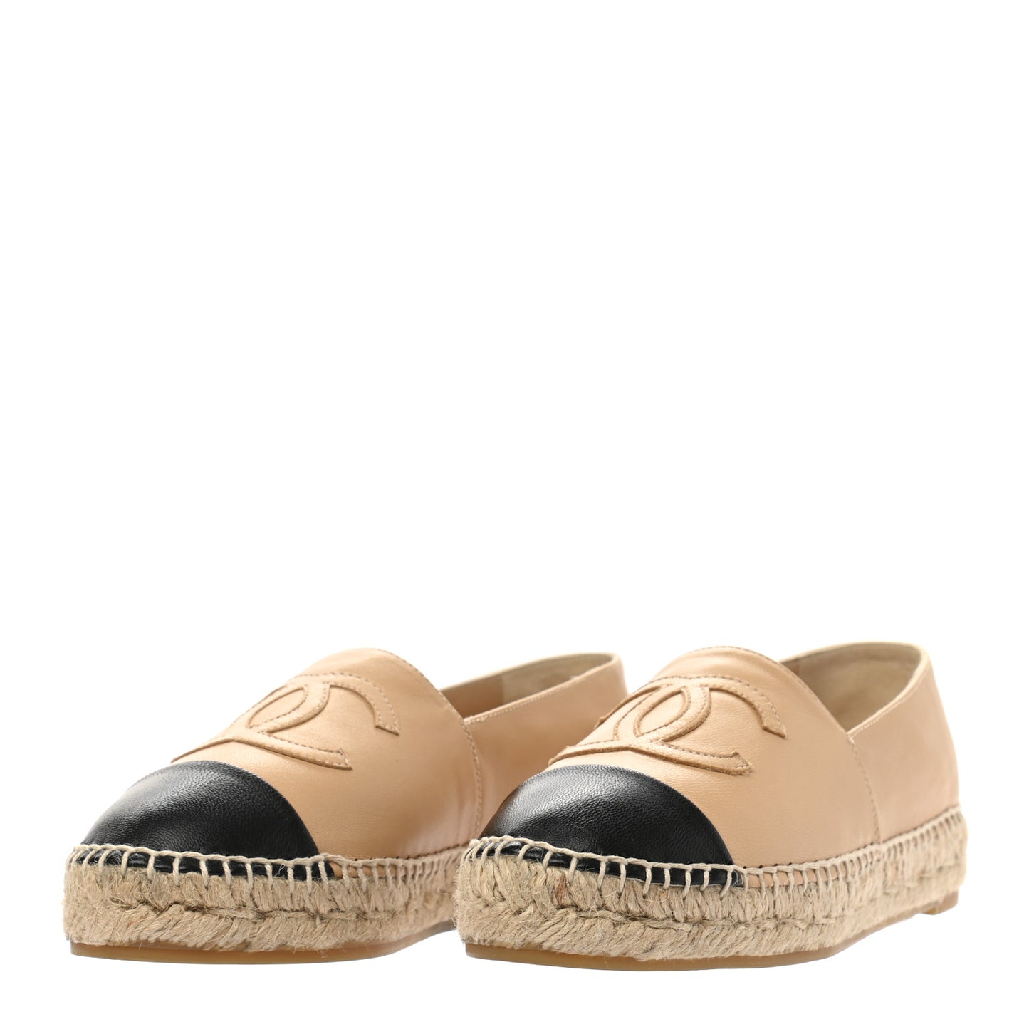 Lambskin CC Espadrilles 36 Beige Black