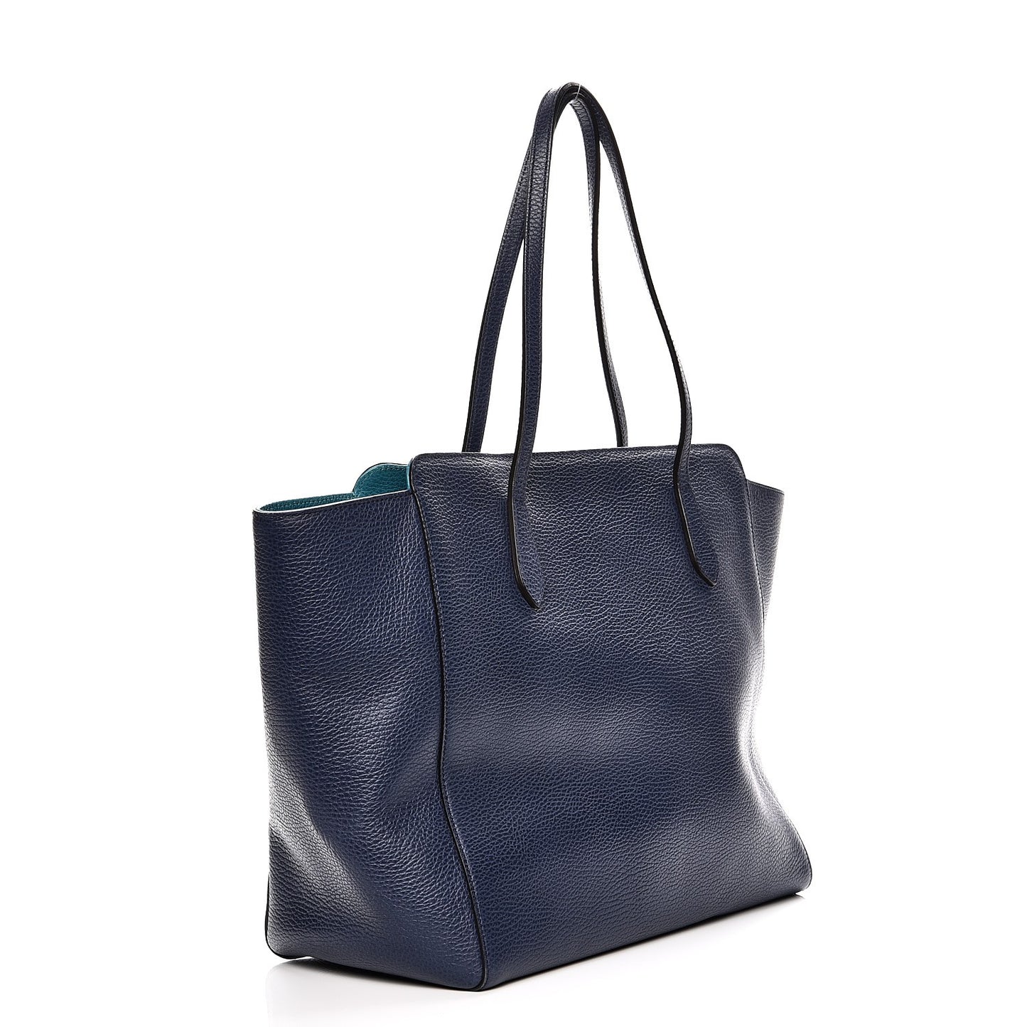 Dollar Calfskin Medium Swing Tote Marine Deep Cobalt