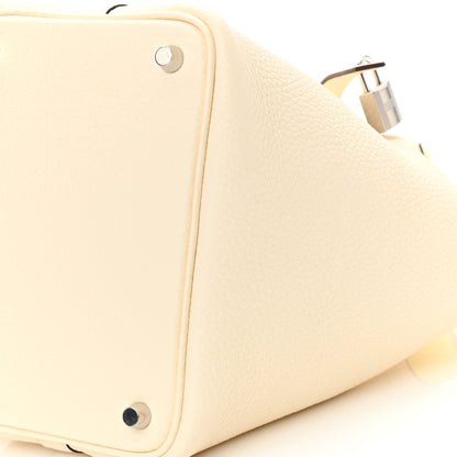 Hermes Taurillon Clemence Ostrich Touch Picotin Lock 18 PM Nata Jaune Citron 10 of 11