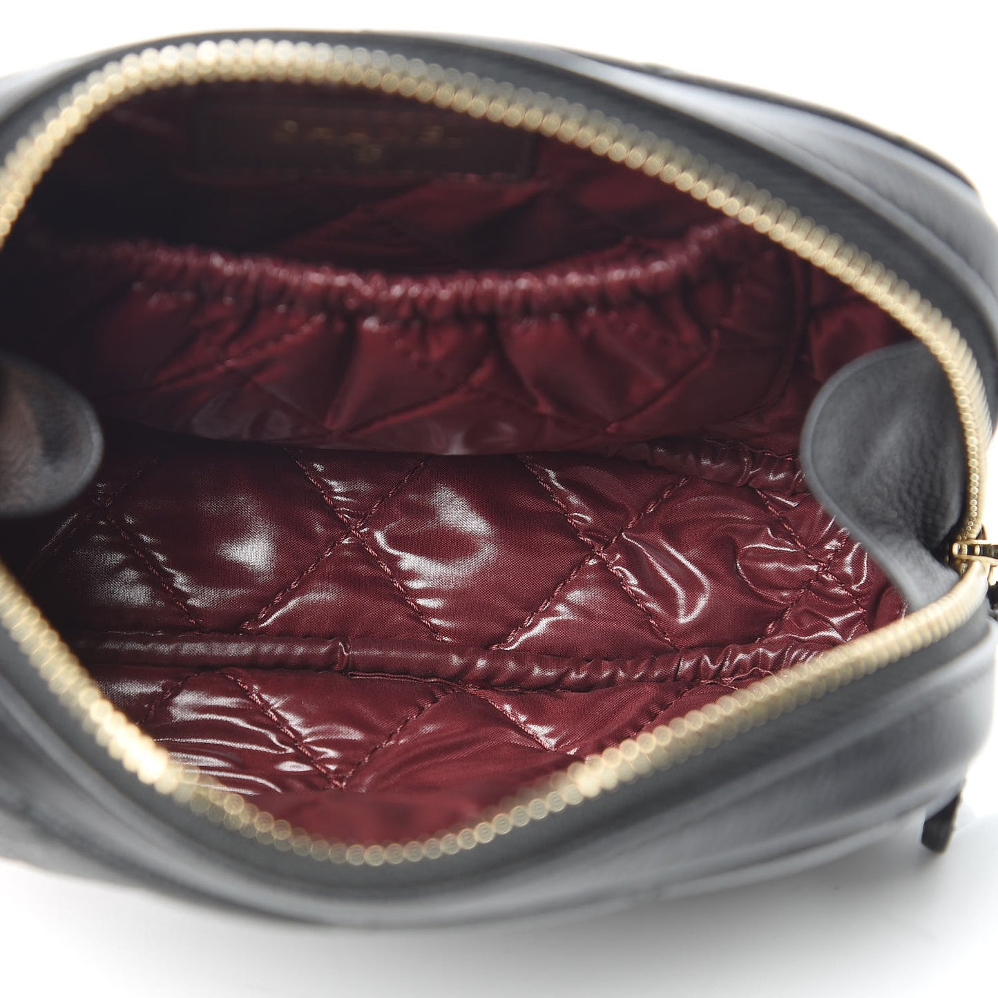 Caviar Quilted Small Curvy Pouch Cosmetic Case Black