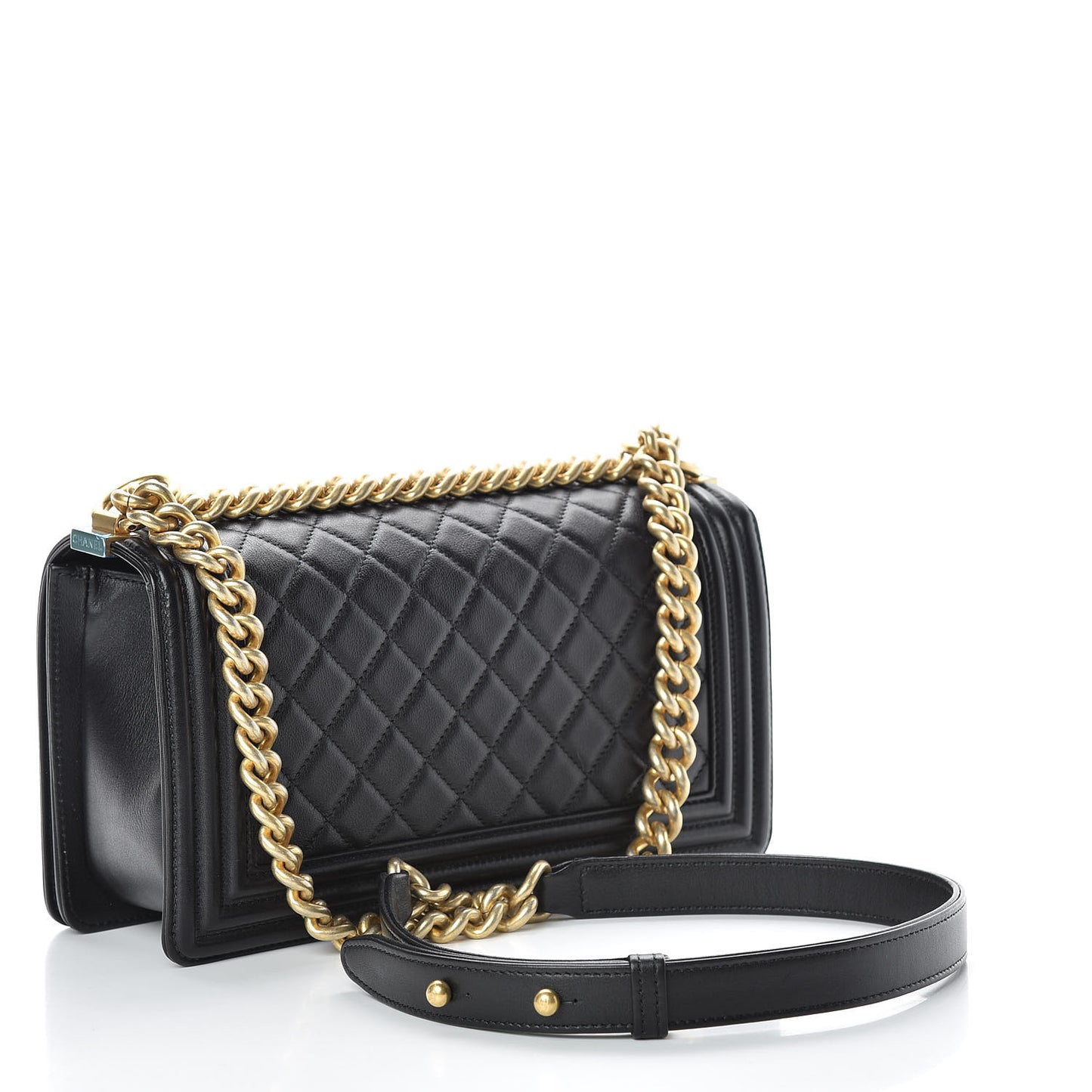 Calfskin Quilted Medium Boy Flap Black