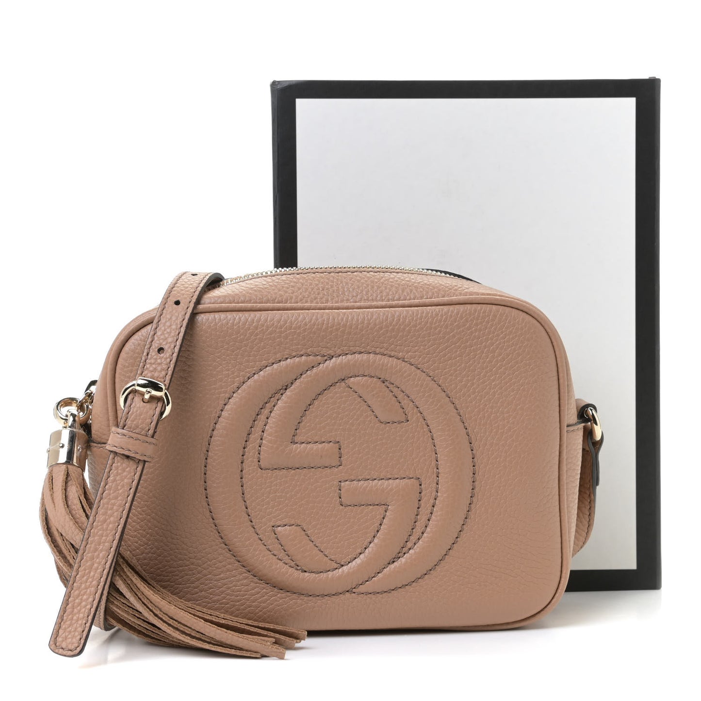 Pebbled Calfskin Small Soho Disco Bag Rose Beige