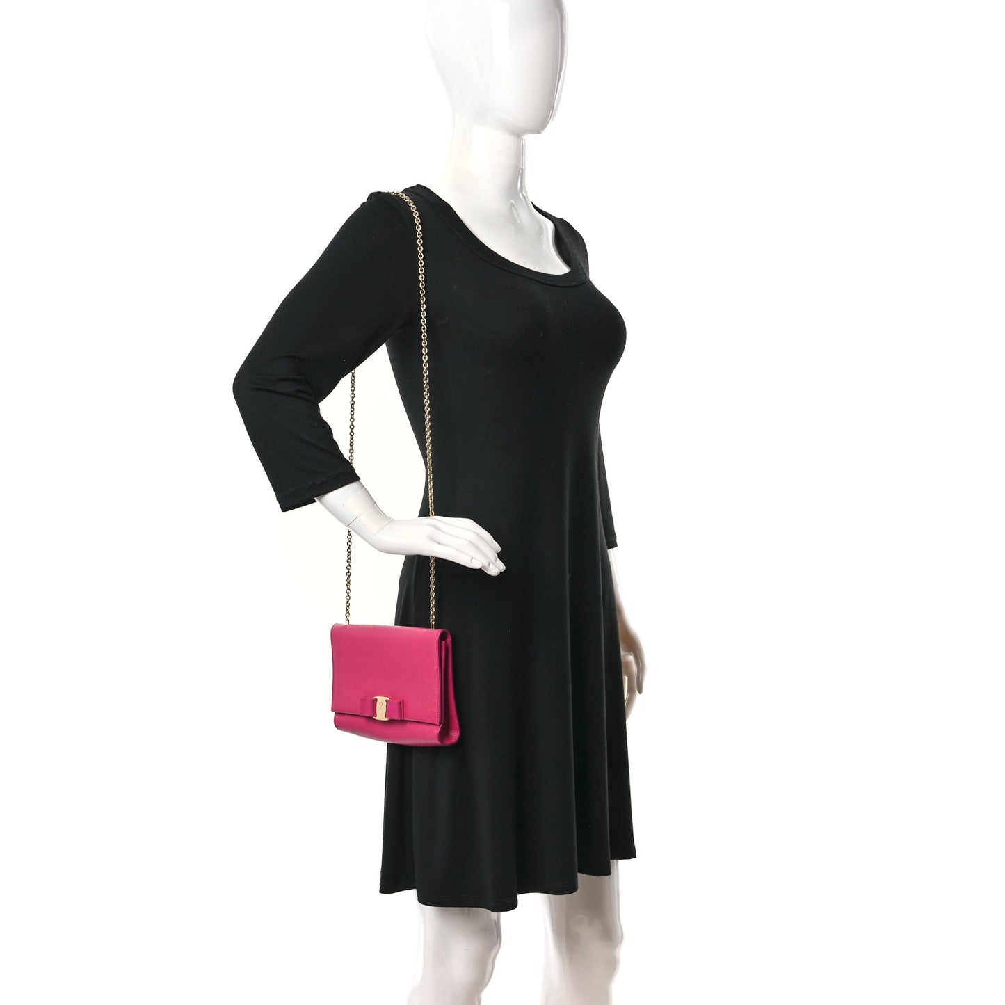 Calfskin Mini Miss Vara Bow Chain Bag Pink
