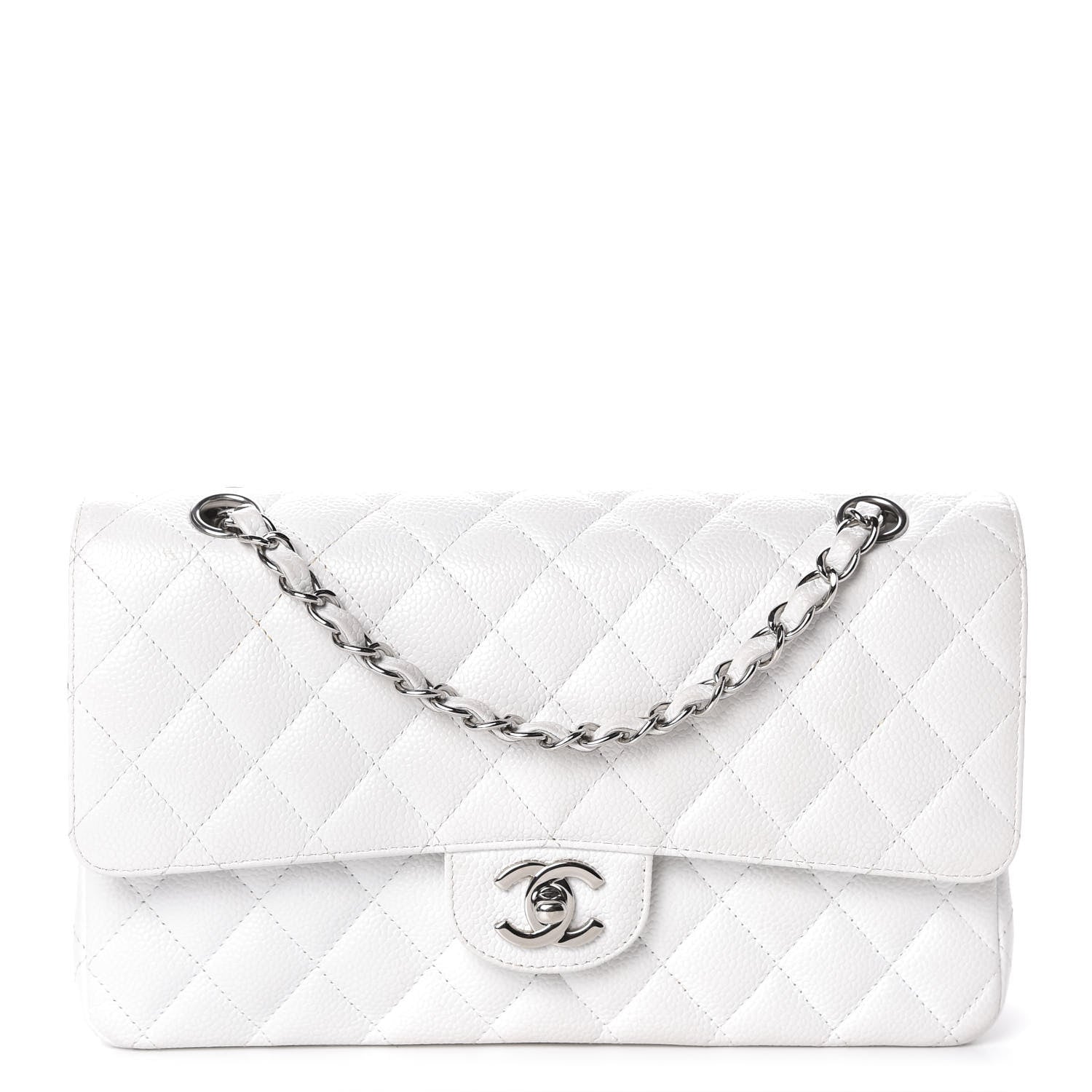 Chanel Caviar Quilted Medium Double Flap White 1 of 17