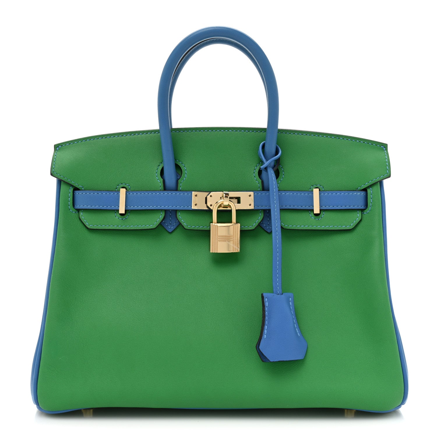 Hermes Swift Horseshoe Birkin 25 Vert Vertigo Bleu Hydra 1 of 14