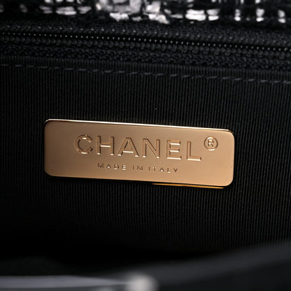 Chanel Tweed Quilted Large Chanel 19 Flap Black White 6 of 10