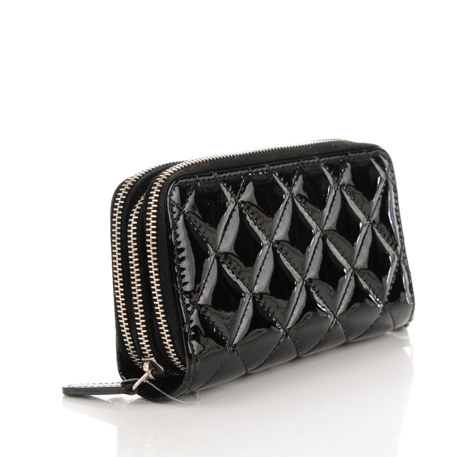 Chanel Patent Quilted Small Triple Zipper Wallet Black 3 of 7