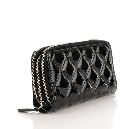 Chanel Patent Quilted Small Triple Zipper Wallet Black 3 of 7