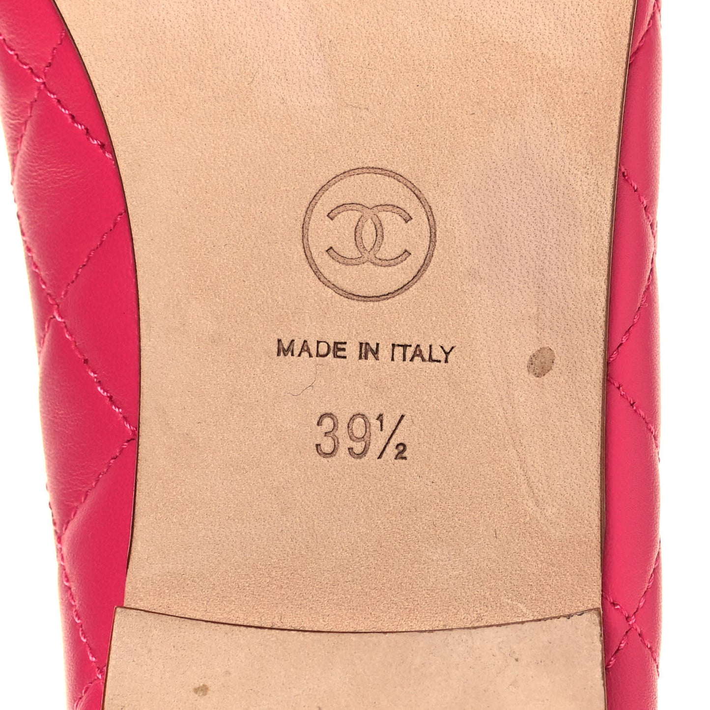 Lambskin Quilted CC Cap Toe Ballerina Flats 39.5 Pink