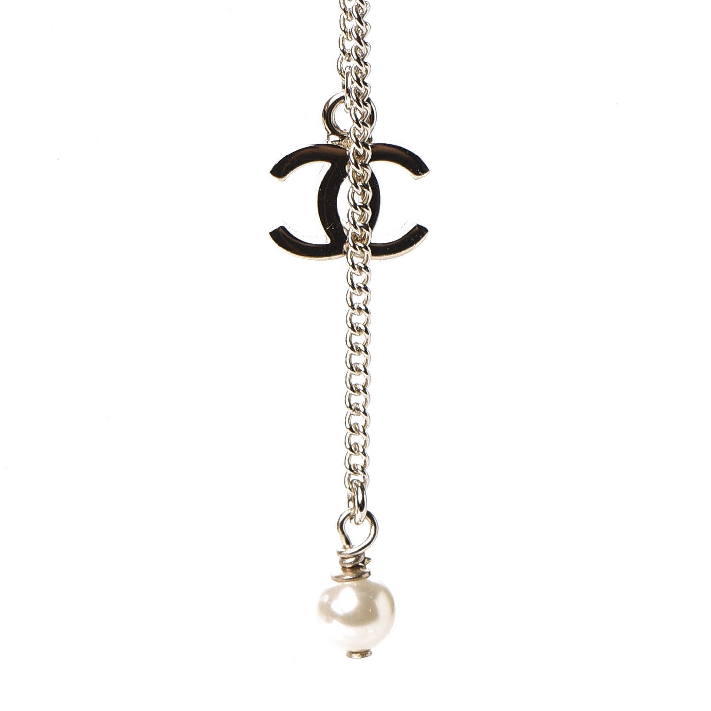 Lambskin Pearl Strass Sergeant Chain Dog Tag Charm Necklace Gold