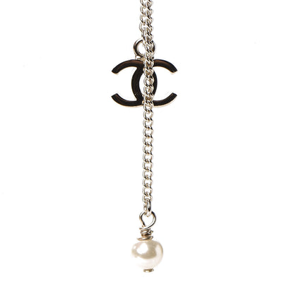 Chanel Lambskin Pearl Strass Sergeant Chain Dog Tag Charm Necklace Gold 4 of 4