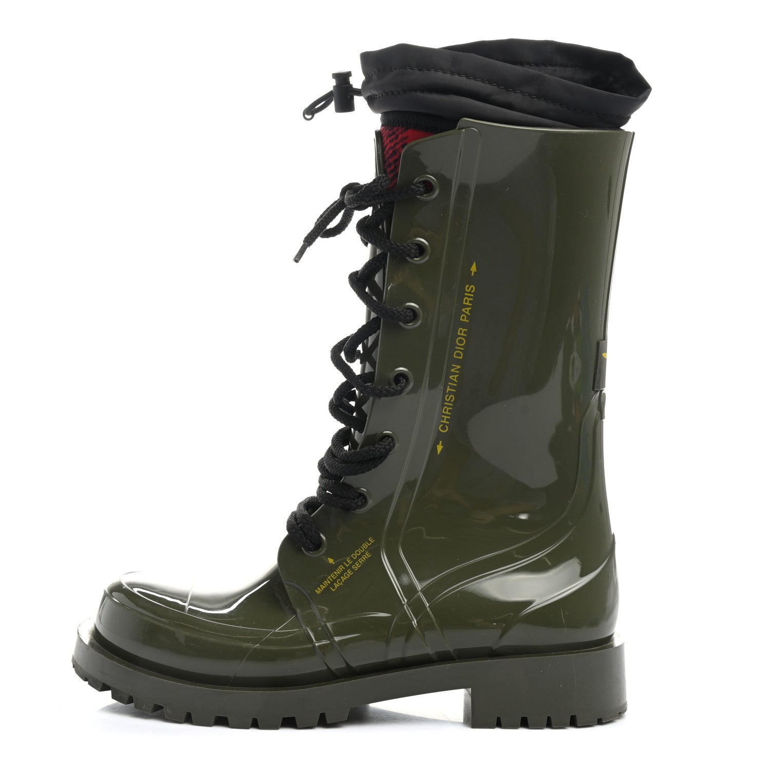 Christian Dior Shiny Rubber Diorcamp Low Boots 40 Military 1 of 6