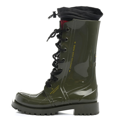 Christian Dior Shiny Rubber Diorcamp Low Boots 40 Military 1 of 6